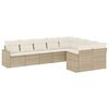 vidaXL 9-tlg. Garten-Sofagarnitur mit Kissen Beige Poly Rattan