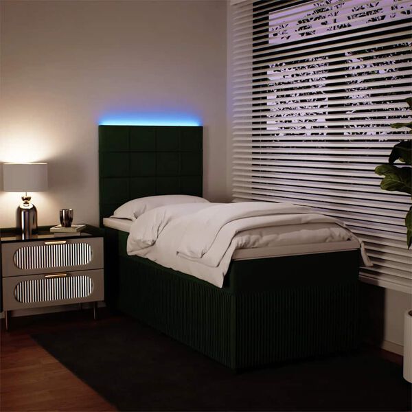 vidaXL Boxspringbett mit Matratze Dunkelgr&uuml;n 90x200 cm Samt