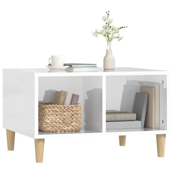 vidaXL Couchtisch Hochglanz-Wei&szlig; 60x50x36,5 cm Holzwerkstoff