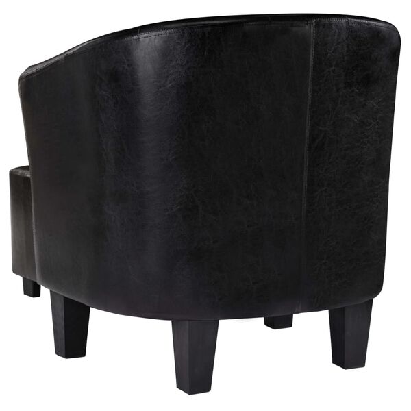 vidaXL Sessel mit Fu&szlig;hocker Schwarz Kunstleder