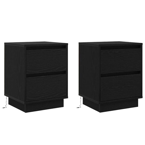 vidaXL Nachttisch 2 pcs Schwarz Eichen-Optik 39 x 34,5 x 50 cm