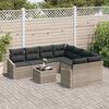 vidaXL Sofa Set mit Kissen mit Kissen 9 pcs Hellgrau Poly Rattan