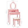 vidaXL Schminktisch-Set mit Hocker Rosa 75x69x140 cm Paulownia-Holz