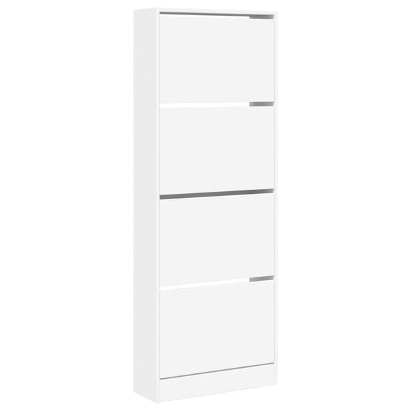 vidaXL Schuhschrank Wei&szlig; 60x21x163,5 cm Holzwerkstoff
