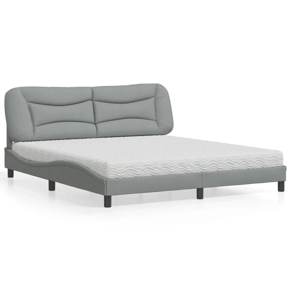 vidaXL Bett mit Matratze "Hvar" Hellgrau 180x200 cm Stoff
