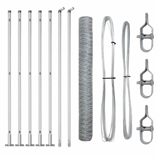 vidaXL Zaunpfosten Silber 10 x 1,2 m (36 mm Netz) Stahl