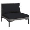 vidaXL Gartensofas 3 Stk. mit Kissen Halbrundes Poly Rattan
