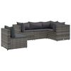 vidaXL 5-tlg. Garten-Lounge-Set mit Kissen Grau Poly Rattan