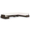 vidaXL 11-tlg. Garten-Lounge-Set mit Kissen Braun Poly Rattan