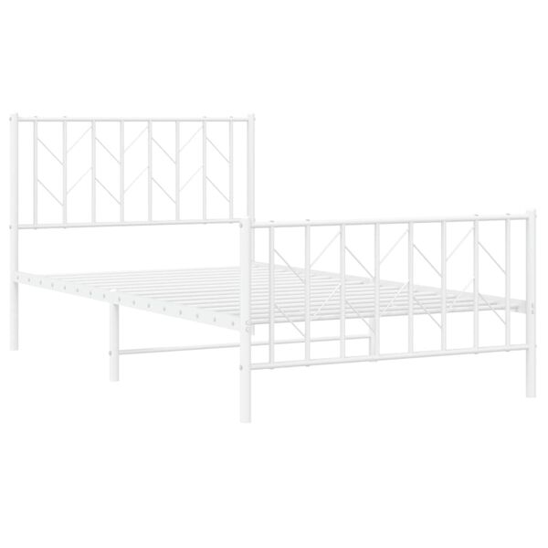 vidaXL Bettgestell mit Kopf- und Fu&szlig;teil Metall&nbsp;Wei&szlig; 100x190 cm