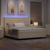 vidaXL Boxspringbett mit Matratze mit LED Creme 180 x 200 cm Stoff