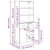 vidaXL Highboard Schwarz Eichen-Optik 69,5 x 34 x 180 cm Holzwerkstoff