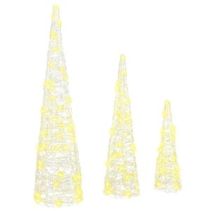 vidaXL Weihnachtsbaum 3 stk. 90 LEDs Warmwei&szlig; 20 x 20 x 80 cm Acryl