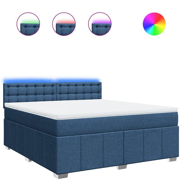 vidaXL Boxspringbett mit Matratze Blau 180x200 cm Stoff