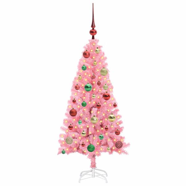 vidaXL Weihnachtsbaum mit 150 LEDs mit St&auml;nder Rosa 120 cm PVC
