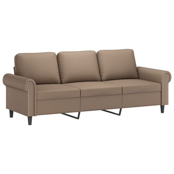 vidaXL 3-Sitzer-Sofa mit Hocker Cappuccino-Braun 180 cm Kunstleder