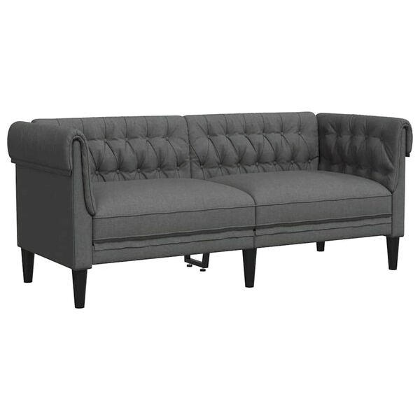 vidaXL Wohnzimmer Couch 2 pcs Dunkelgrau Stoff