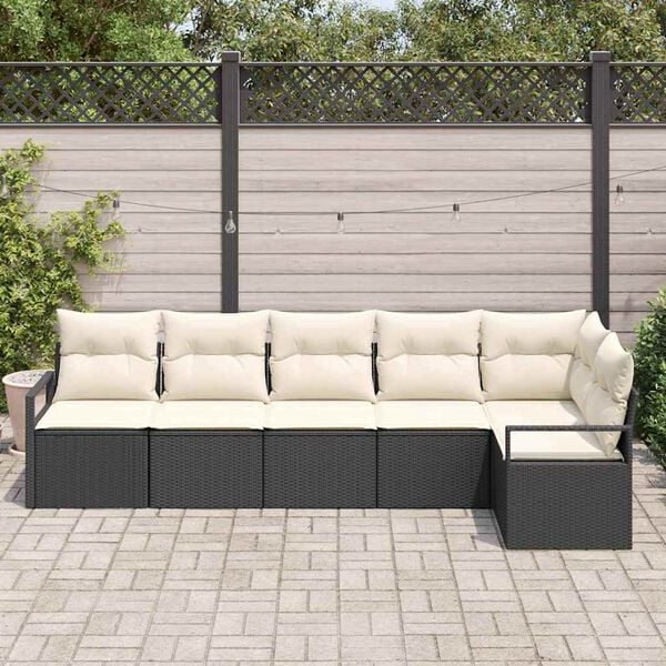 vidaXL Sofa Set 6 pcs Schwarz Poly-Rattan