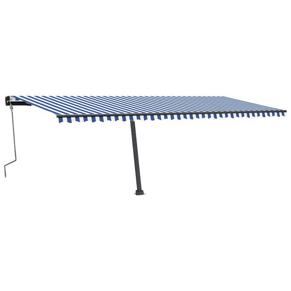 vidaXL Markise Manuell Einziehbar mit LED 600x350 cm Blau und Wei&szlig;
