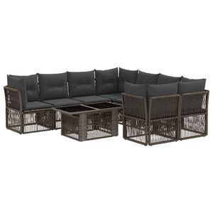 vidaXL Gartensofa-set 9 stk. Grau Poly-Rattan