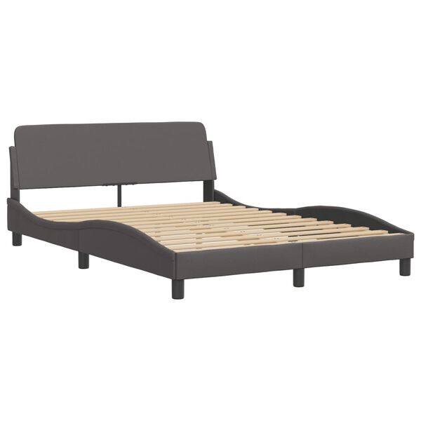 vidaXL Bett mit Matratze "Dover" Grau 140x190 cm Kunstleder