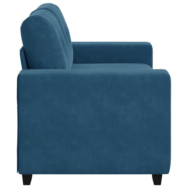 vidaXL | Zweisitzer-Sofa | mit Kissen Blau Samt