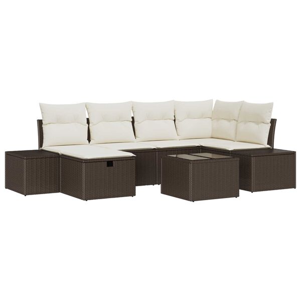 vidaXL Sofa Set mit Kissen 7 pcs Poly-Rattan