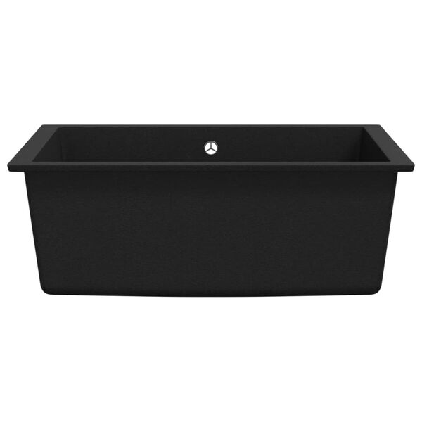 vidaXL Küchenspüle mit Überlauf Schwarz Granit