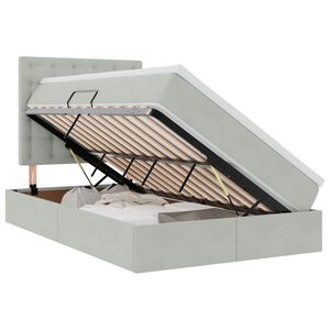 vidaXL Bett mit Stauraum und LED mit LED Hellgrau 120 x 190 cm Samt