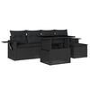 vidaXL 6-tlg. Garten-Sofagarnitur mit Kissen Schwarz Poly Rattan