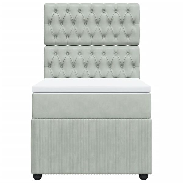 vidaXL Boxspringbett mit Matratze Hellgrau 100x200 cm Samt