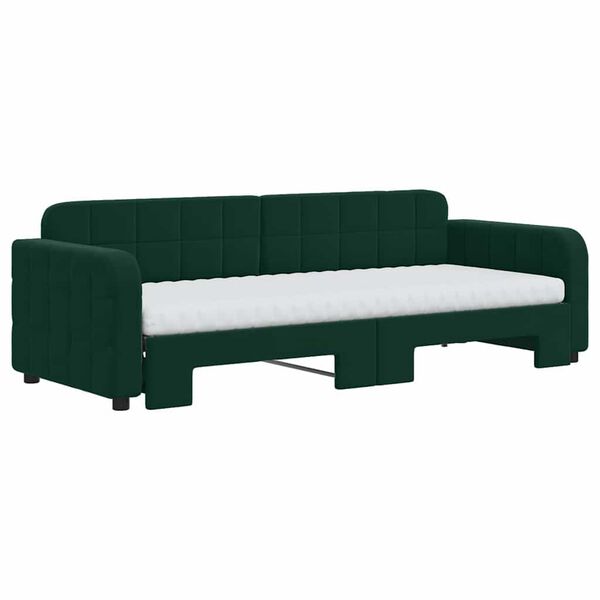 vidaXL Tagesbett Ausziehbar mit Matratzen Dunkelgr&uuml;n 80x200 cm Samt