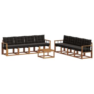 vidaXL Outdoor-Sofagarnitur 9 stk. Nat&uuml;rlich und Schwarz