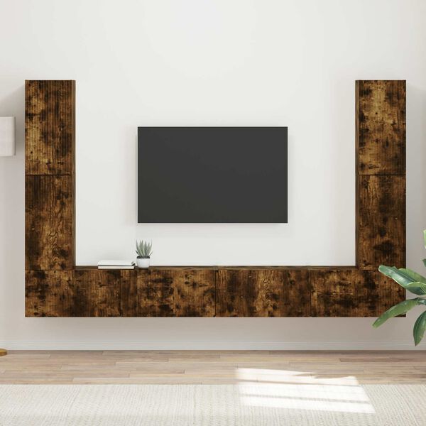 vidaXL TV-Schrankset 8 pcs Ger&auml;ucherte Eiche Holzwerkstoff