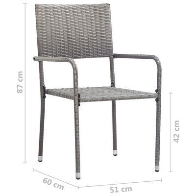 vidaXL Garten-Essstühle 4 Stk. Stapelbar Grau Polyrattan