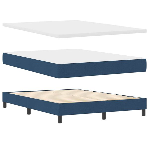 vidaXL Boxspringbett mit Matratze Blau 190 x 140 cm Polyester