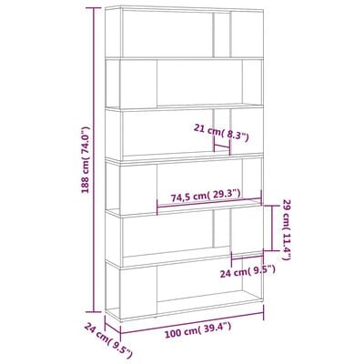 vidaXL Bücherregal Raumteiler Weiß 100x24x188 cm