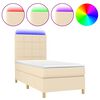 vidaXL Boxspringbett mit Matratze & LED Creme 90x200 cm Stoff