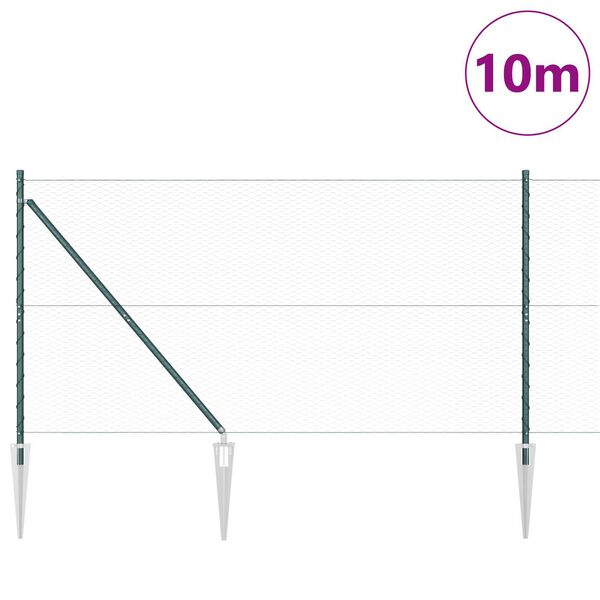 vidaXL Zaunpfosten Gr&uuml;n 10 x 1,2 m (25 mm Maschenweite) Stahl und PVC