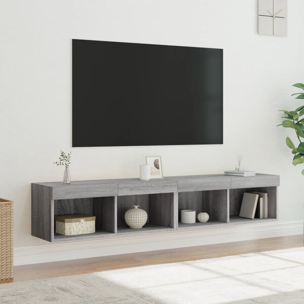 vidaXL TV-Schr&auml;nke mit LED-Leuchten 2 Stk. Grau Sonoma 80x30x30 cm