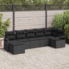 vidaXL Sofa Set mit Kissen 7 pcs Schwarz Poly Rattan