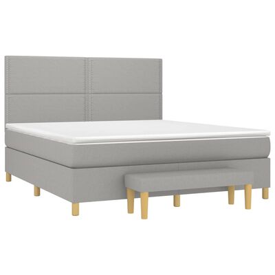 vidaXL Boxspringbett mit Matratze Hellgrau 180x200 cm Stoff