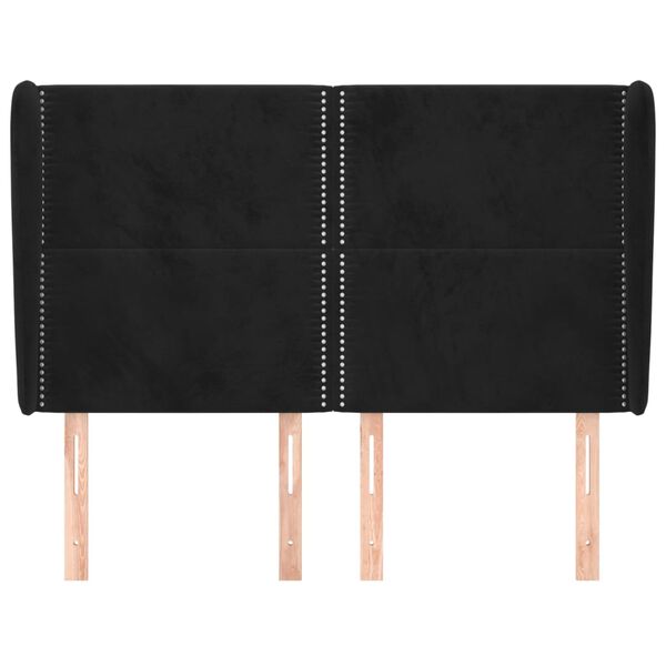 vidaXL Kopfteil mit Ohren Schwarz 147x23x118/128 cm Samt