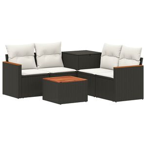vidaXL Sofa Set 6 stk. Schwarz und Cremewei&szlig; 55 x 55 x 37 cm