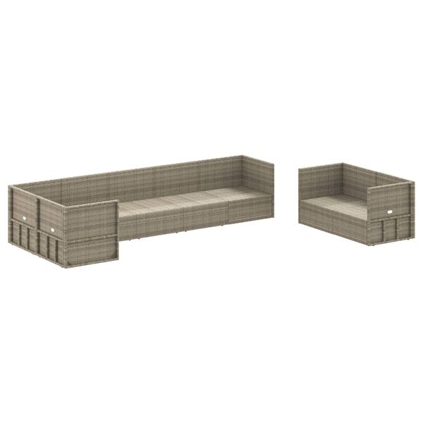 vidaXL 8-tlg. Garten-Lounge-Set mit Kissen Grau Poly Rattan