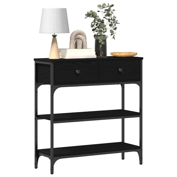 vidaXL Konsolentisch mit Regal Schwarz Eichen-Optik 72,5 x 25 x 75 cm
