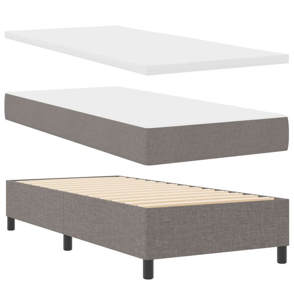 vidaXL Boxspringbett mit Matratze mit LED Taupe 100 x 200 cm Stoff