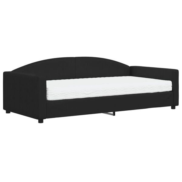 vidaXL Tagesbett mit Matratze Schwarz 100x200 cm Stoff