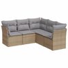 vidaXL 5-tlg. Garten-Sofagarnitur mit Kissen Beige Poly Rattan
