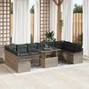 vidaXL Sofa Set mit Kissen 11 pcs Grau Poly-Rattan